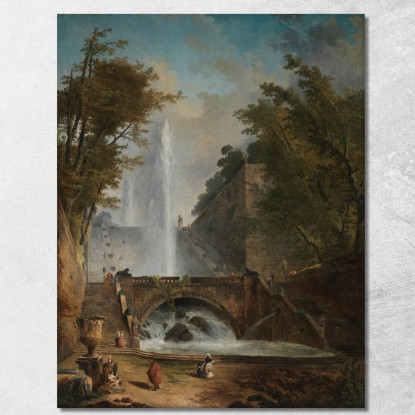 Scala E Fontana Nel Parco Di Una Villa Romana Hubert Robert hrb89 quadro stampato su tela