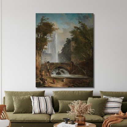 Scala E Fontana Nel Parco Di Una Villa Romana Hubert Robert hrb89 quadro stampato su tela