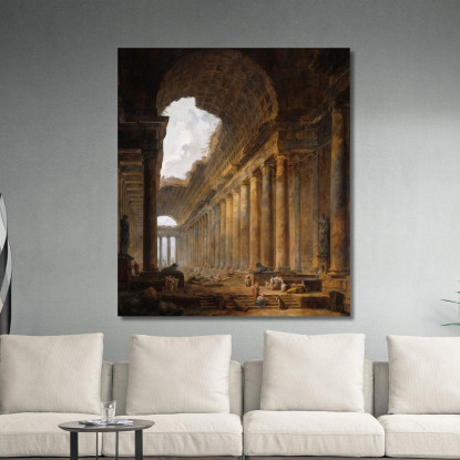 Il Vecchio Tempio Hubert Robert hrb106 quadro stampato su tela