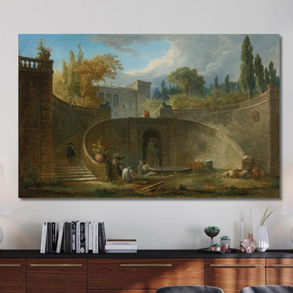 Villa Farnese Con Giardini A Caprarola Hubert Robert hrb124 quadro stampato su tela
