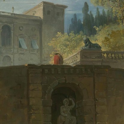 Villa Farnese Con Giardini A Caprarola Hubert Robert hrb124 quadro stampato su tela