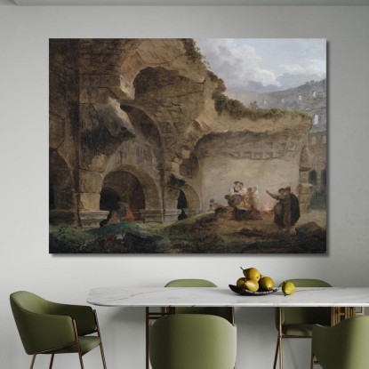 Lavandaie Nelle Rovine Del Colosseo Hubert Robert hrb132 quadro stampato su tela