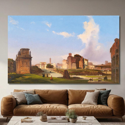 Una Vista Del Foro Romano Con L'Arco Di Costantino Ippolito Caffi icf3 quadro stampato su tela