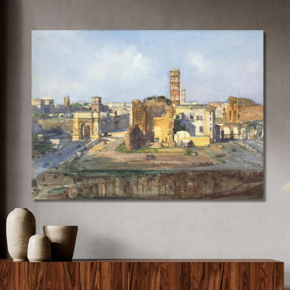 L'Arco Di Tito E Il Tempio Di Venere E Roma Vicino Al Foro Romano Ippolito Caffi icf19 quadro stampato su tela