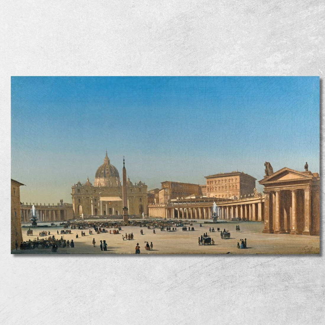 La Benedizione Di Pio Ix In Piazza San Pietro Roma Ippolito Caffi icf20 quadro stampato su tela