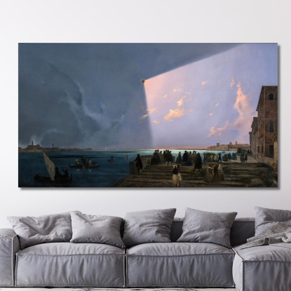 L'Eclissi Di Sole A Venezia 6 Luglio 1842 Ippolito Caffi icf21 quadro stampato su tela