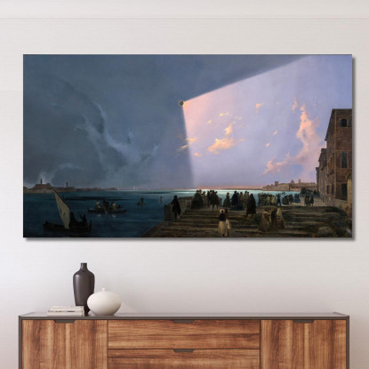 L'Eclissi Di Sole A Venezia 6 Luglio 1842 Ippolito Caffi icf21 quadro stampato su tela