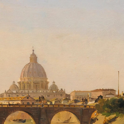 Vista Di Castel Sant'Angelo Roma Ippolito Caffi icf30 quadro stampato su tela