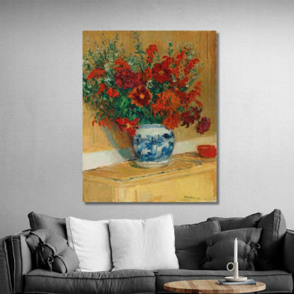 Mazzo Di Fiori In Vaso Blu Jacques-Émile Blanche jeb1 quadro stampato su tela