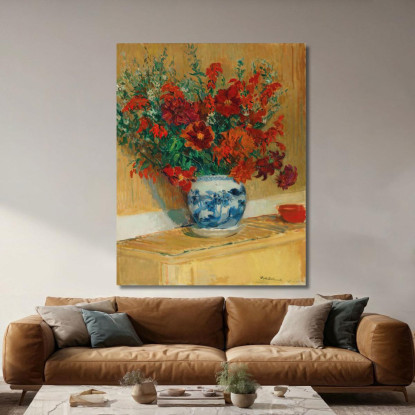 Mazzo Di Fiori In Vaso Blu Jacques-Émile Blanche jeb1 quadro stampato su tela