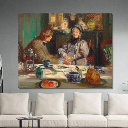Il Pittore Sickert E Sua Madre Fanno Colazione A Neuville Jacques-Émile Blanche jeb20 quadro stampato su tela