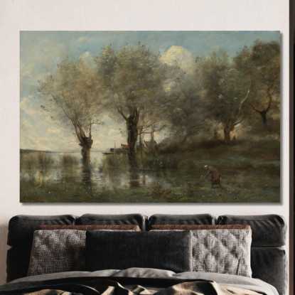 Uno Stagno In Piccardia Jean-Baptiste-Camille Corot jbc3 quadro stampato su tela