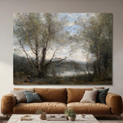 Uno Stagno Visto Attraverso Gli Alberi Jean-Baptiste-Camille Corot jbc5 quadro stampato su tela