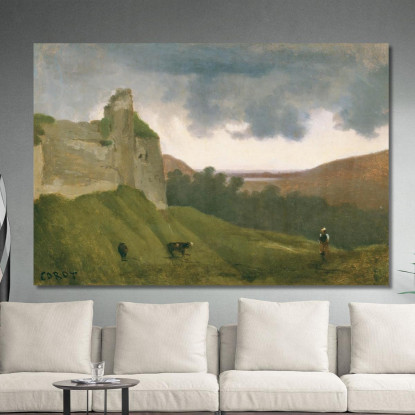 Rovine Del Castello Di Arches Jean-Baptiste-Camille Corot jbc17 quadro stampato su tela