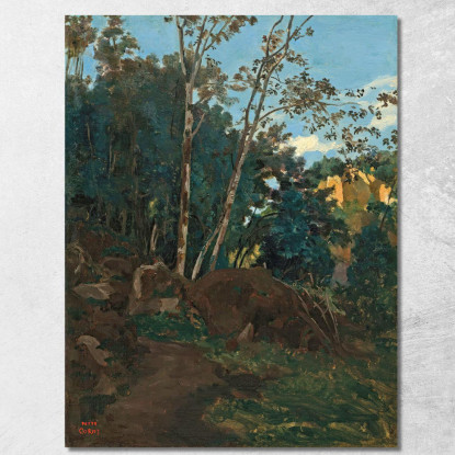 Boschetto Di Alberi Tra Le Rocce A Civita Castellana Jean-Baptiste-Camille Corot jbc24 quadro stampato su tela