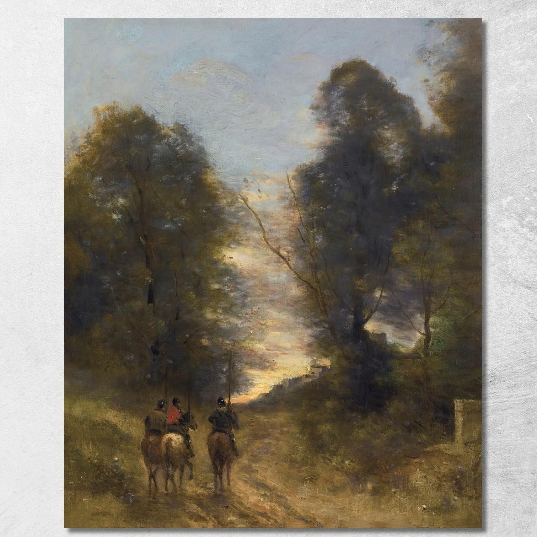 Cavalieri Gallici In Un Paesaggio Jean-Baptiste-Camille Corot jbc34 quadro stampato su tela