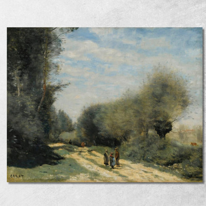 Strada Crécy-En-Brie In Campagna Jean-Baptiste-Camille Corot jbc42 quadro stampato su tela