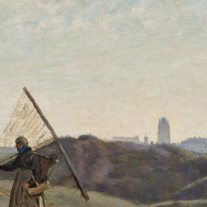 Dunkerque Una Pescatrice Di Gamberetti Jean-Baptiste-Camille Corot jbc47 quadro stampato su tela