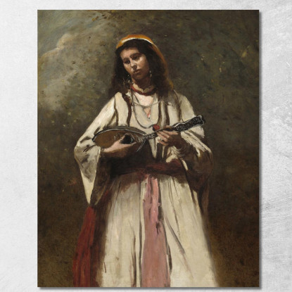 Zingara Con Mandolino Jean-Baptiste-Camille Corot jbc75 quadro stampato su tela