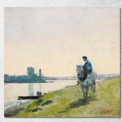 Trasportatore Della Barca Sul Suo Cavallo Jean-Baptiste-Camille Corot jbc77 quadro stampato su tela