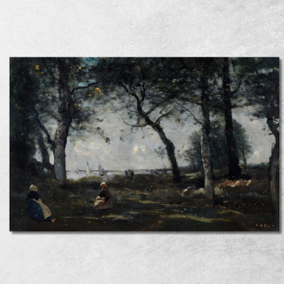 Honfleur Jean-Baptiste-Camille Corot jbc79 quadro stampato su tela