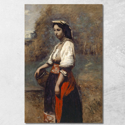 Donna Italiana Al Pozzo Jean-Baptiste-Camille Corot jbc86 quadro stampato su tela