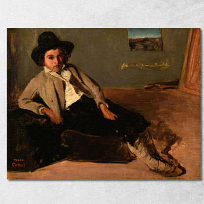 Giovane Italiano Seduto Jean-Baptiste-Camille Corot jbc91 quadro stampato su tela