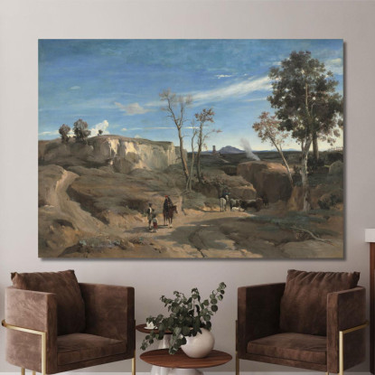 La Cervara The Roman Campagna Jean-Baptiste-Camille Corot jbc94 quadro stampato su tela