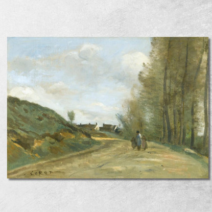 La Route De Gouvieux Vicino A Chantilly Jean-Baptiste-Camille Corot jbc105 quadro stampato su tela