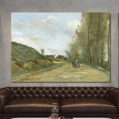 La Route De Gouvieux Vicino A Chantilly Jean-Baptiste-Camille Corot jbc105 quadro stampato su tela