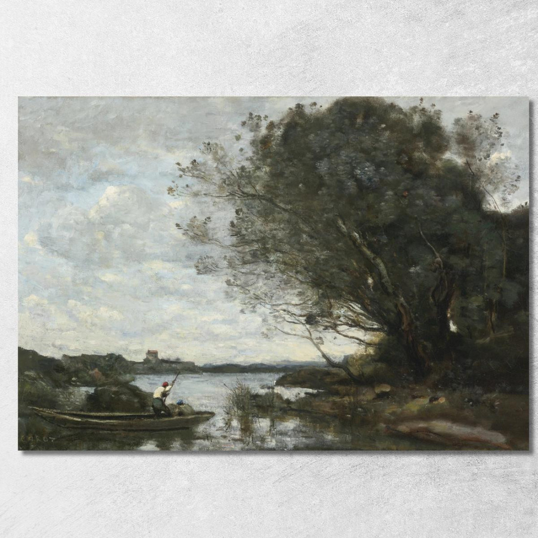 La Barca Caricata Di Fieno Jean-Baptiste-Camille Corot jbc115 quadro stampato su tela