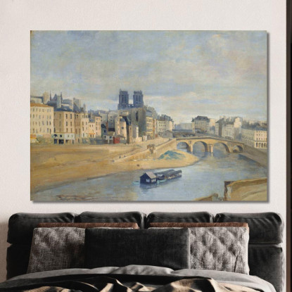 Il Quai Des Orfèvres E Il Ponte Saint Michel Jean-Baptiste-Camille Corot jbc130 quadro stampato su tela