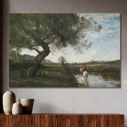 Torrente Del Cavallo Bianco Jean-Baptiste-Camille Corot jbc131 quadro stampato su tela