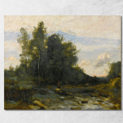 Il Torrente Pietroso Del Crepuscolo Jean-Baptiste-Camille Corot jbc133 quadro stampato su tela