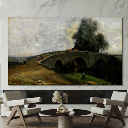 Il Ponte Vecchio Jean-Baptiste-Camille Corot jbc138 quadro stampato su tela