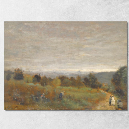 Le Alture Di Sèvres Parigi Sullo Sfondo Jean-Baptiste-Camille Corot jbc145 quadro stampato su tela