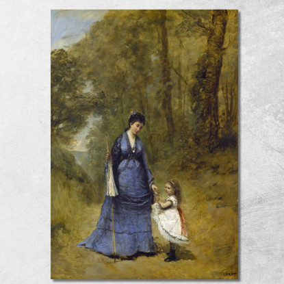 La Signora Stumpf E Sua Figlia Jean-Baptiste-Camille Corot jbc162 quadro stampato su tela