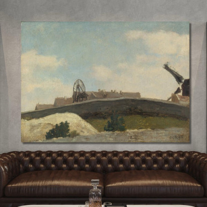 Muro E Mulino Di Montmartre Jean-Baptiste-Camille Corot jbc180 quadro stampato su tela