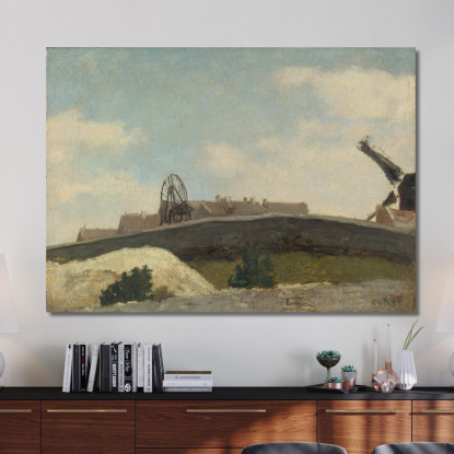 Muro E Mulino Di Montmartre Jean-Baptiste-Camille Corot jbc180 quadro stampato su tela