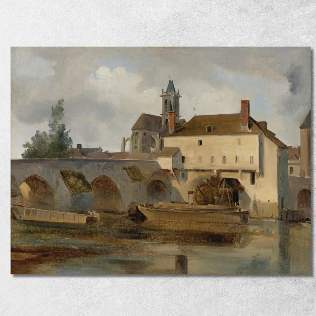 Moret Sur Loing Il Ponte E La Chiesa Jean-Baptiste-Camille Corot jbc181 quadro stampato su tela