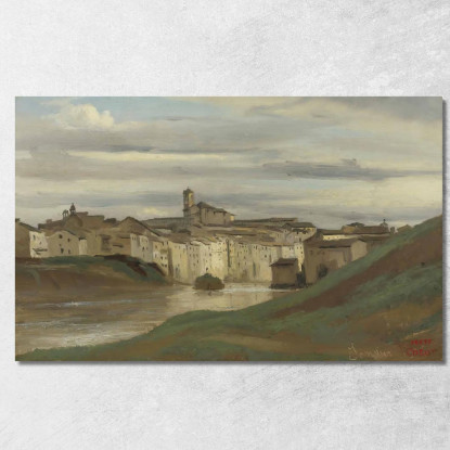 Sulle Rive Del Tevere Roma Jean-Baptiste-Camille Corot jbc188 quadro stampato su tela