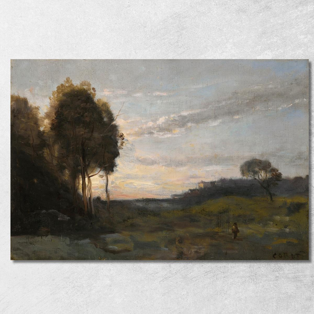 Personaggio In Un Paesaggio Jean-Baptiste-Camille Corot jbc198 quadro stampato su tela