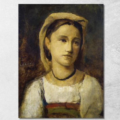 Ritratto Di Una Ragazza Italiana Jean-Baptiste-Camille Corot jbc204 quadro stampato su tela