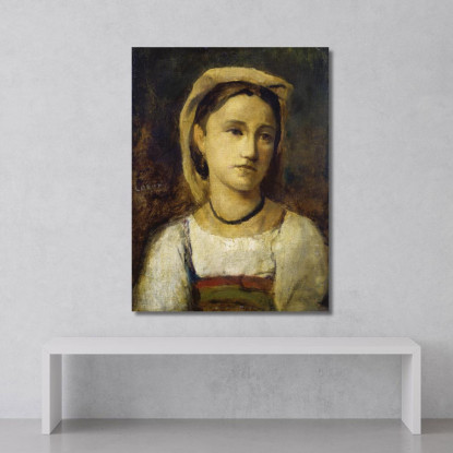 Ritratto Di Una Ragazza Italiana Jean-Baptiste-Camille Corot jbc204 quadro stampato su tela