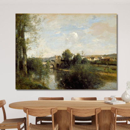 Senna E Ponte Vecchio A Limay Jean-Baptiste-Camille Corot jbc221 quadro stampato su tela