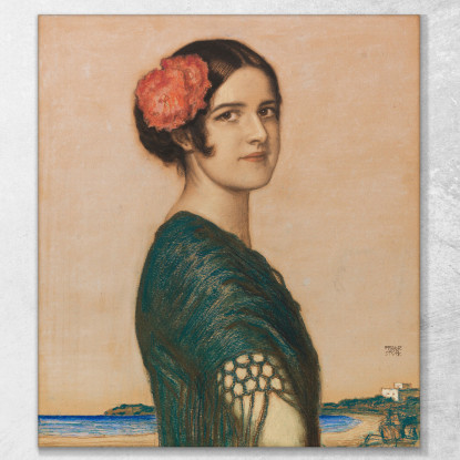 Figlia Mary Come Spagnola Franz von Stuck fvs99 quadro stampato su tela