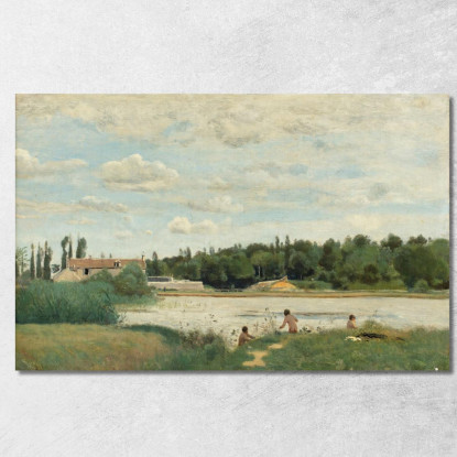 Il Bagno Jean-Baptiste-Camille Corot jbc240 quadro stampato su tela