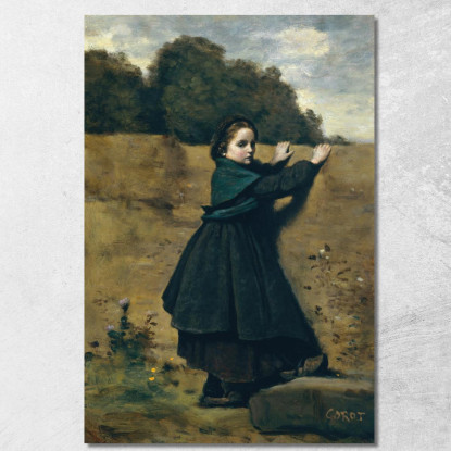 La Bambina Curiosa Jean-Baptiste-Camille Corot jbc244 quadro stampato su tela