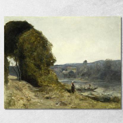 La Partenza Del Barcaiolo Jean-Baptiste-Camille Corot jbc246 quadro stampato su tela