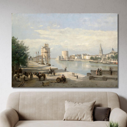 Il Porto Di La Rochelle Jean-Baptiste-Camille Corot jbc253 quadro stampato su tela